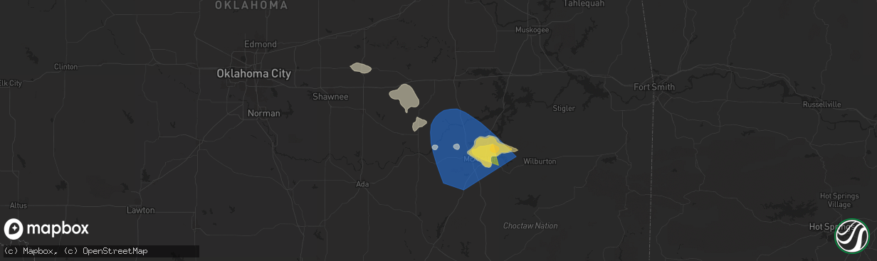 Hail map in Lamar, OK on May 24, 2025
