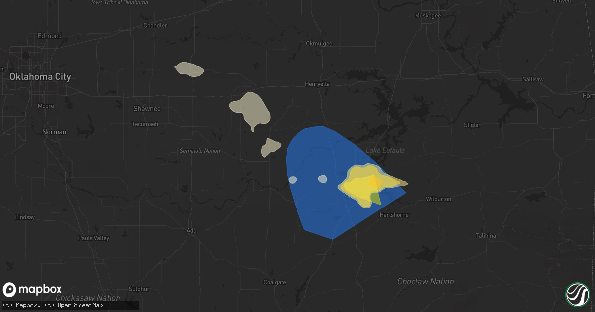 Hail map in Lamar, OK on May 24, 2025