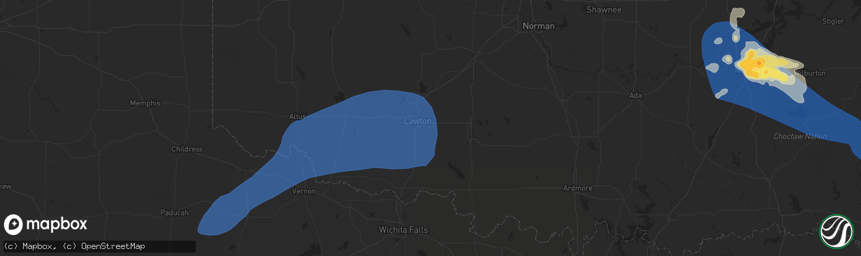 Hail map in Lawton, OK on May 24, 2025