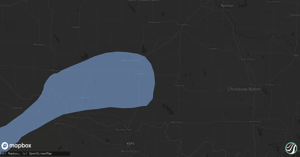 Hail map in Lawton, OK on May 24, 2025
