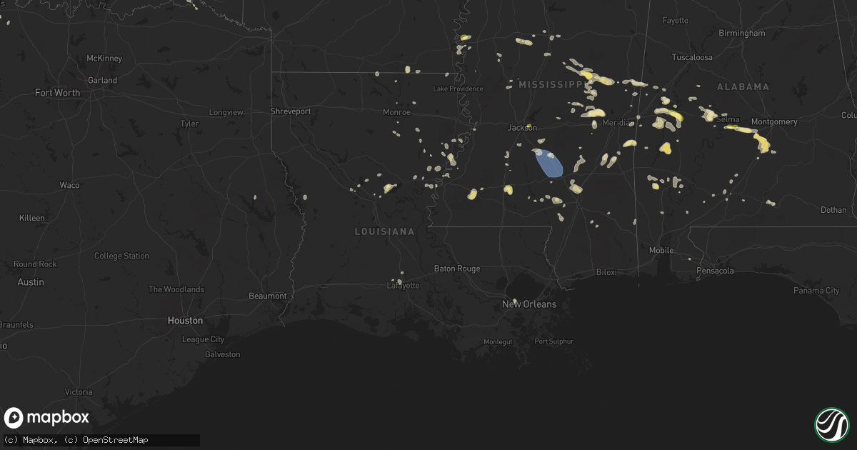Hail map in Louisiana on May 24, 2025