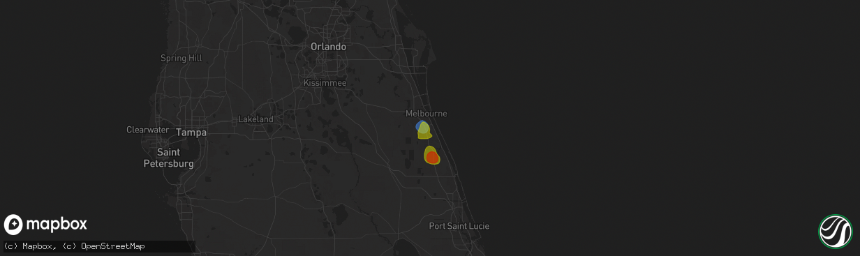 Hail map in Malabar, FL on May 24, 2025