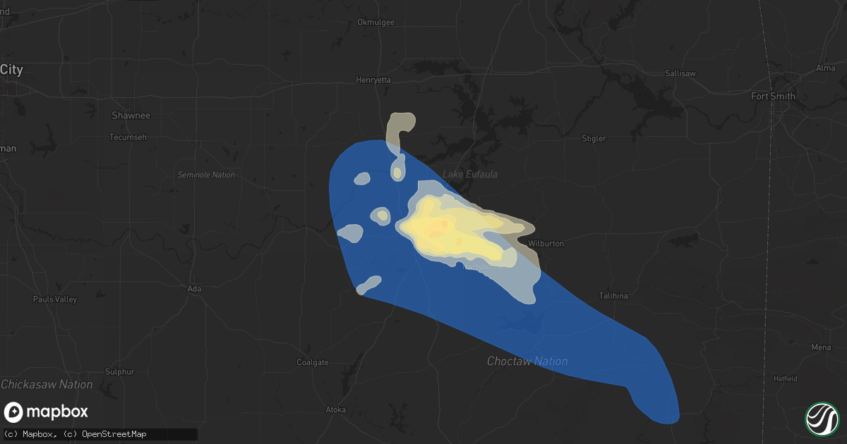 Hail map in Mcalester, OK on May 24, 2025