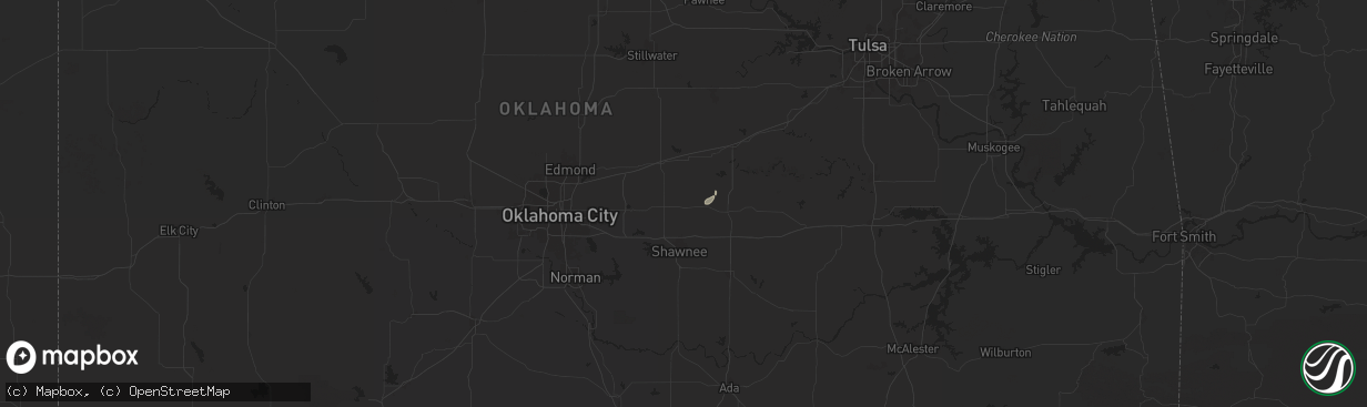 Hail map in Meeker, OK on May 24, 2025