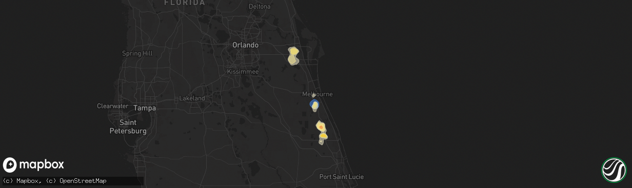Hail map in Melbourne, FL on May 24, 2025
