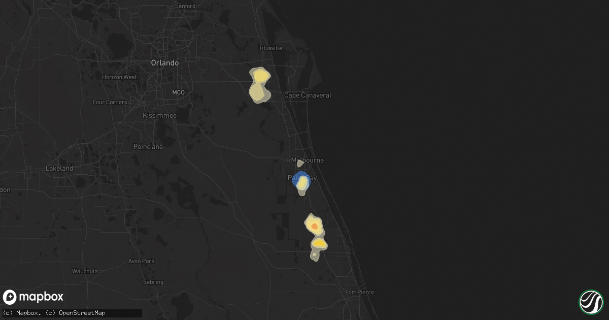 Hail map in Melbourne, FL on May 24, 2025