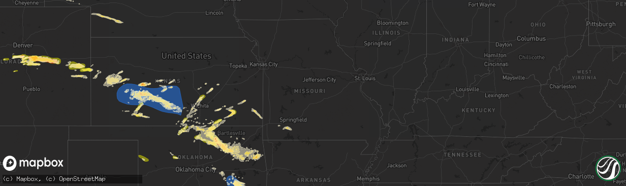 Hail map in Missouri on May 24, 2025