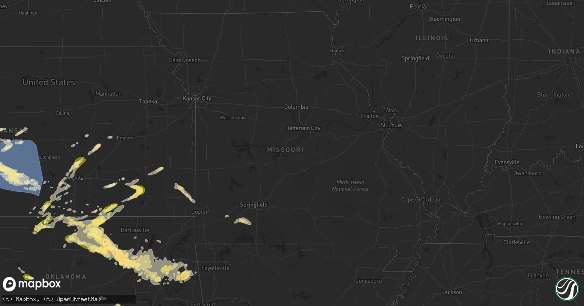Hail map in Missouri on May 24, 2025