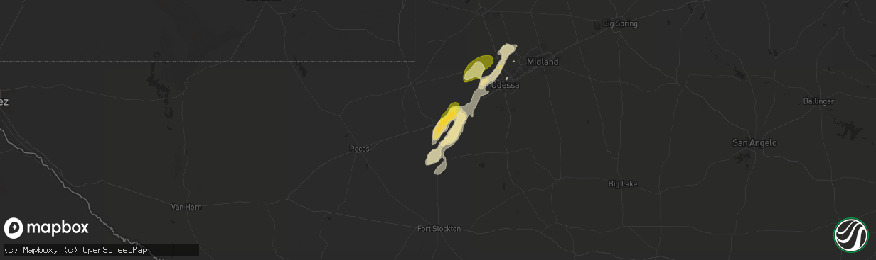 Hail map in Monahans, TX on May 24, 2025