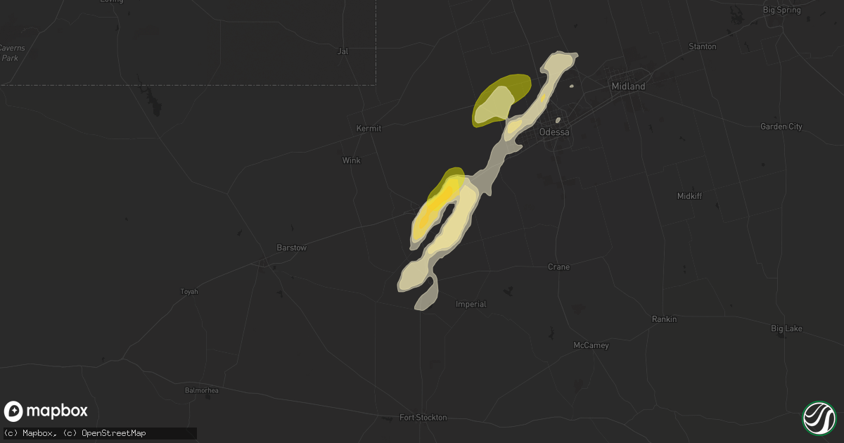 Hail map in Monahans, TX on May 24, 2025