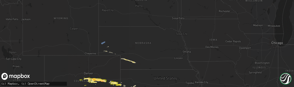 Hail map in Nebraska on May 24, 2025