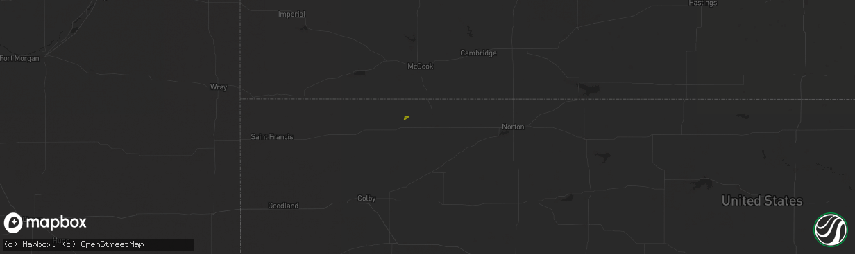 Hail map in Oberlin, KS on May 24, 2025