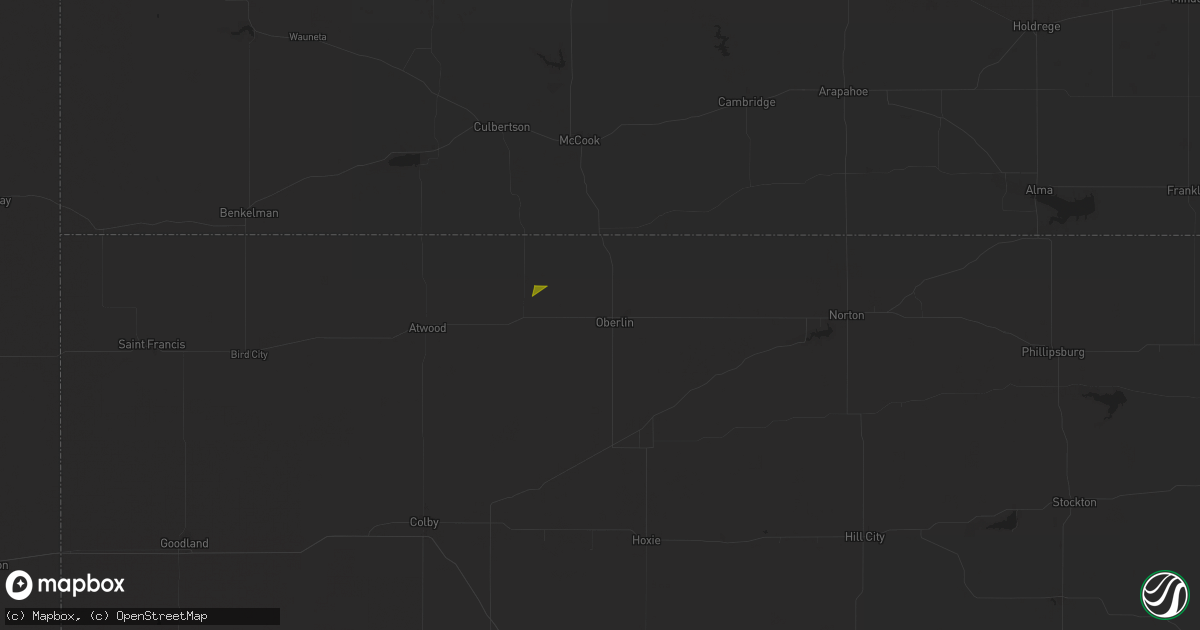 Hail map in Oberlin, KS on May 24, 2025