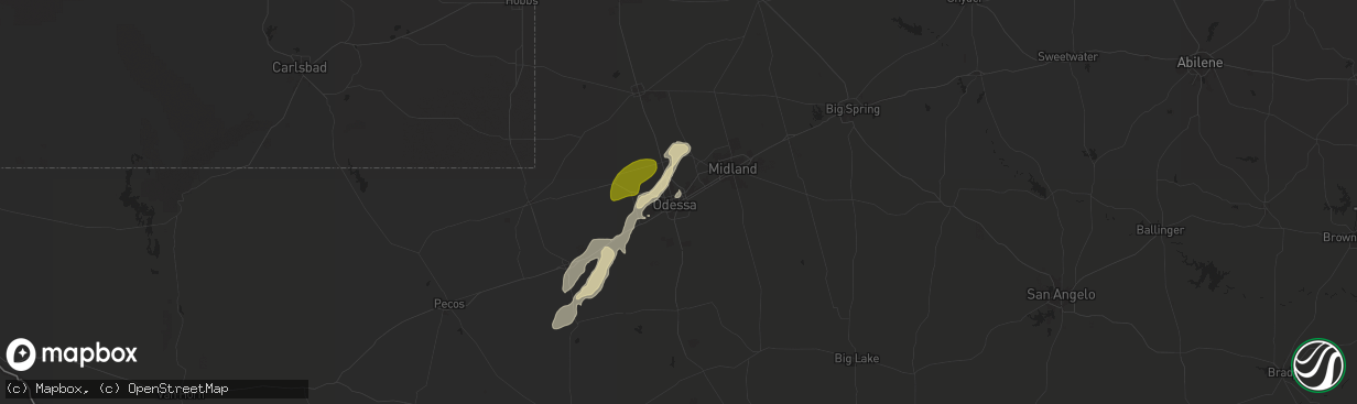Hail map in Odessa, TX on May 24, 2025