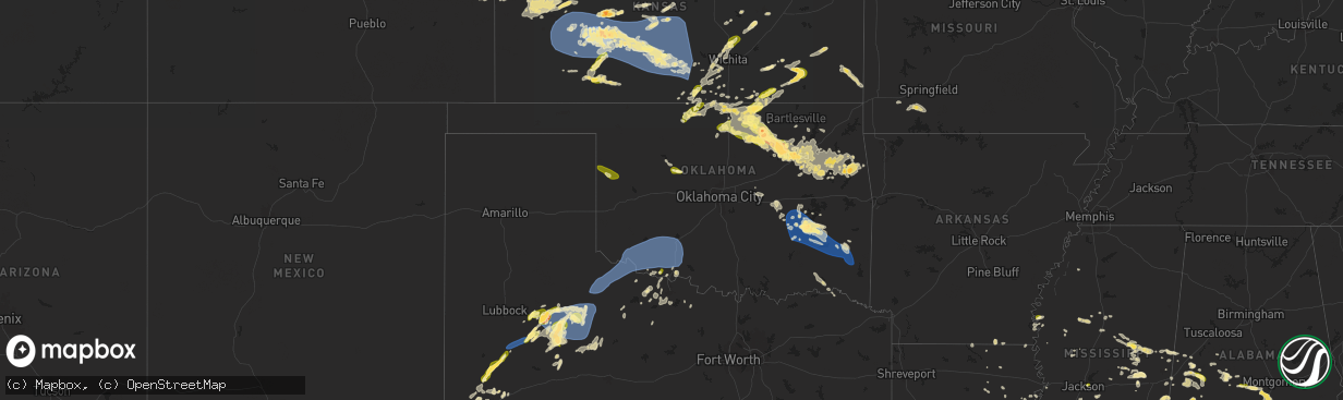 Hail map in Oklahoma on May 24, 2025