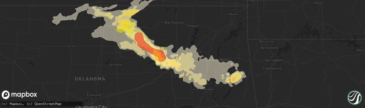 Hail map in Owasso, OK on May 24, 2025