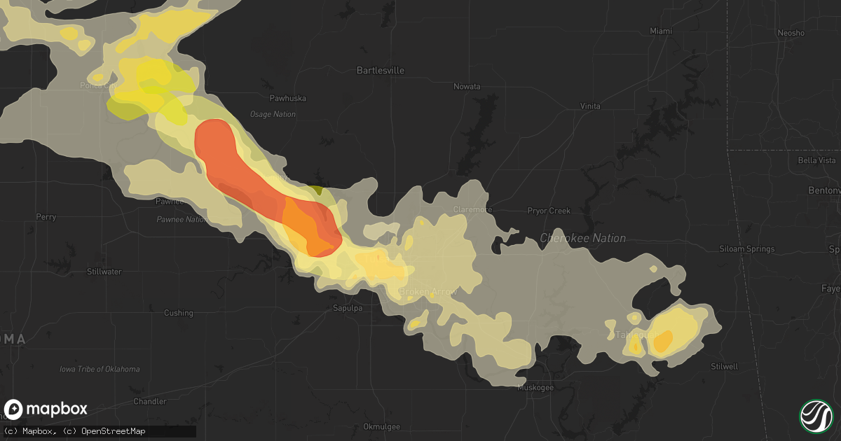 Hail map in Owasso, OK on May 24, 2025