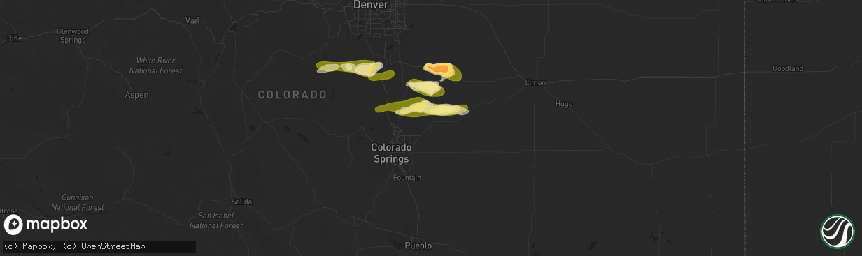 Hail map in Peyton, CO on May 24, 2025