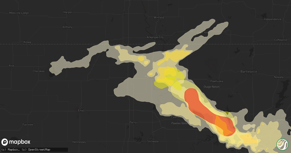 Hail map in Ponca City, OK on May 24, 2025