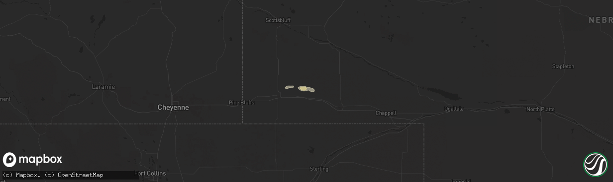 Hail map in Potter, NE on May 24, 2025