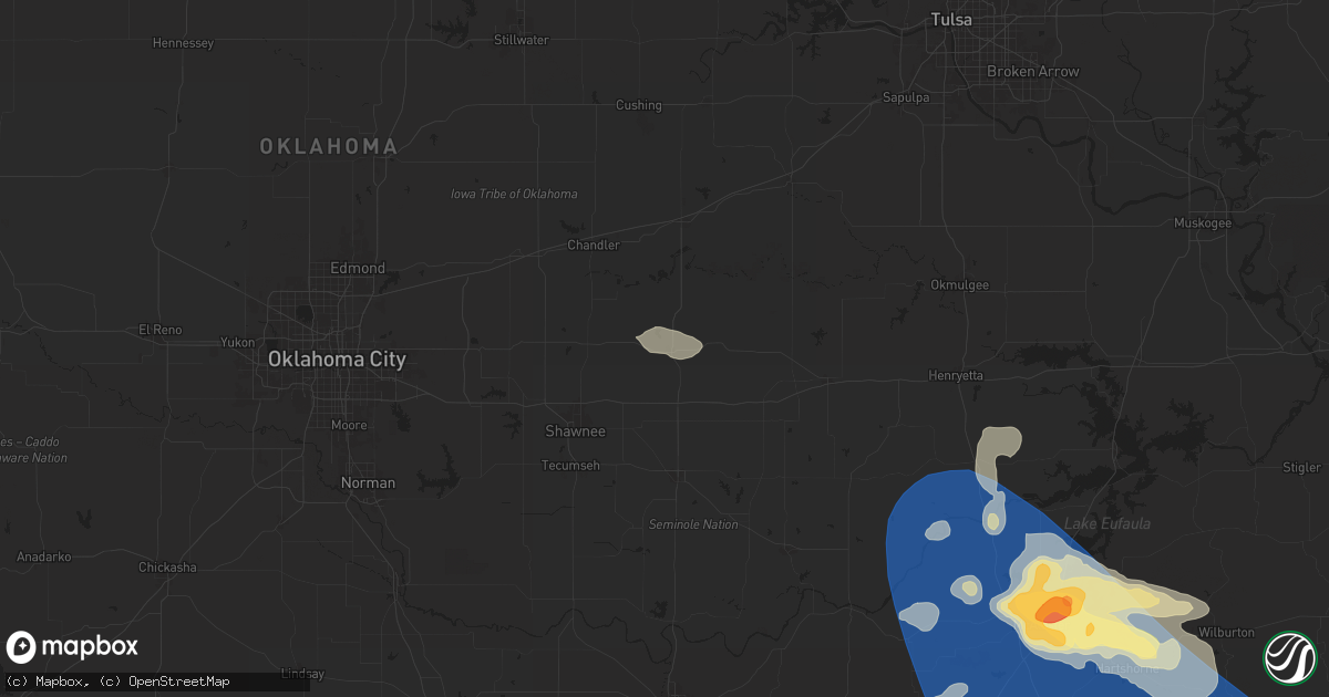 Hail map in Prague, OK on May 24, 2025
