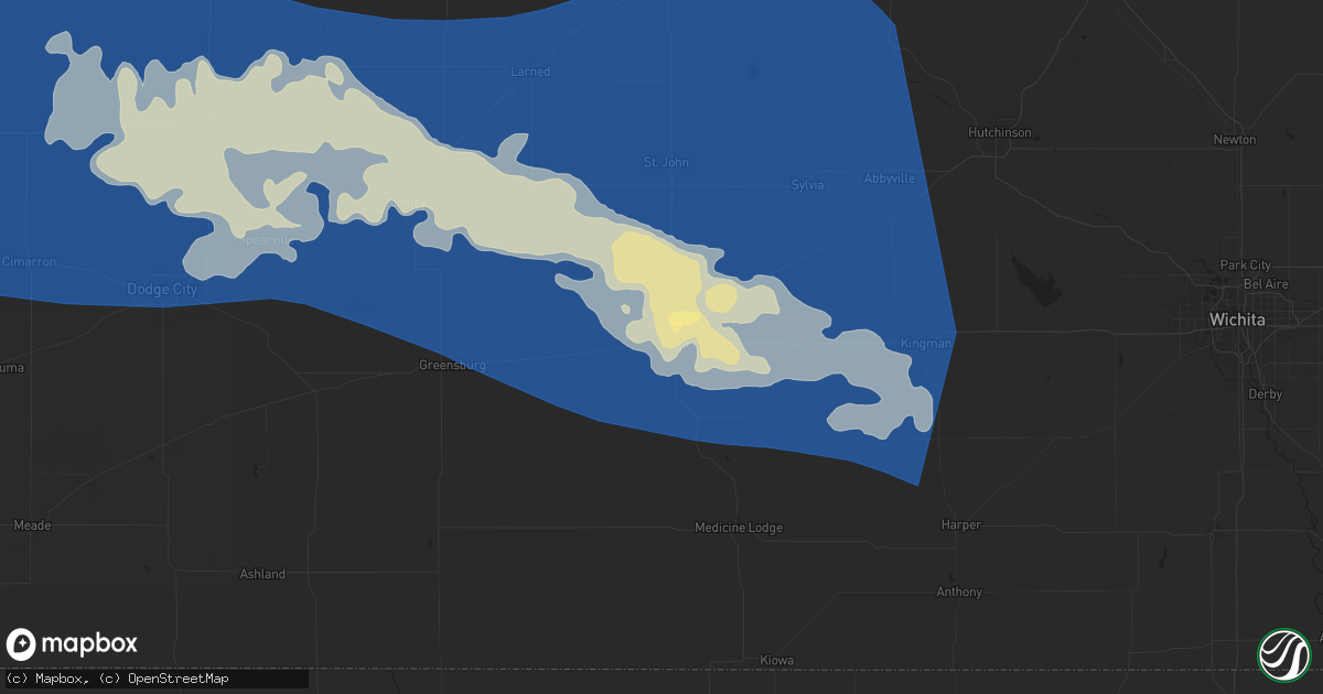 Hail map in Pratt, KS on May 24, 2025