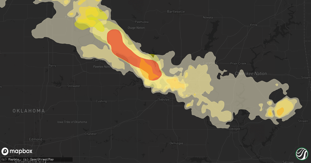 Hail map in Sand Springs, OK on May 24, 2025
