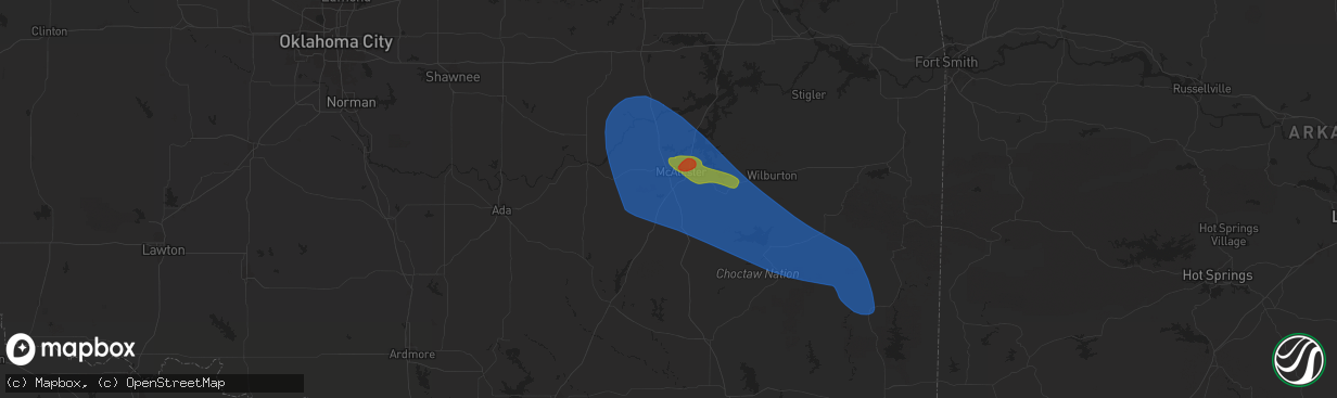 Hail map in Savanna, OK on May 24, 2025