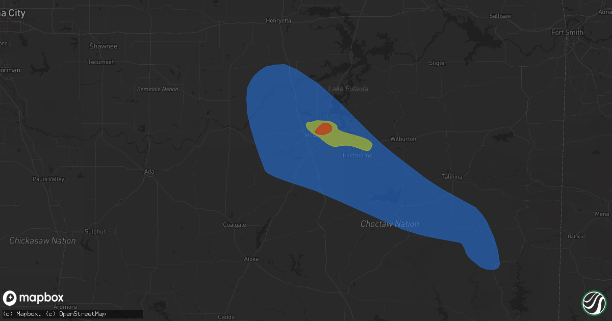 Hail map in Savanna, OK on May 24, 2025