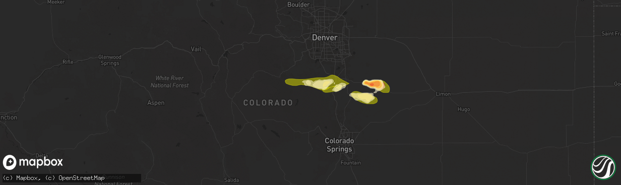 Hail map in Sedalia, CO on May 24, 2025