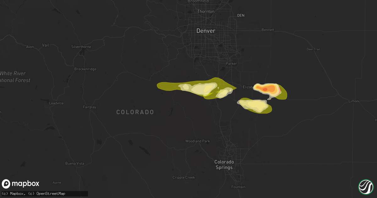 Hail map in Sedalia, CO on May 24, 2025