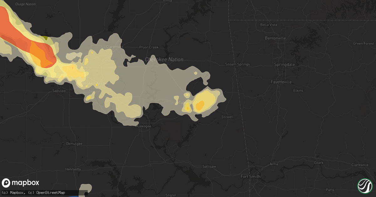 Hail map in Tahlequah, OK on May 24, 2025