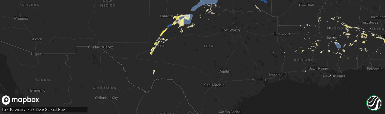 Hail map in Texas on May 24, 2025