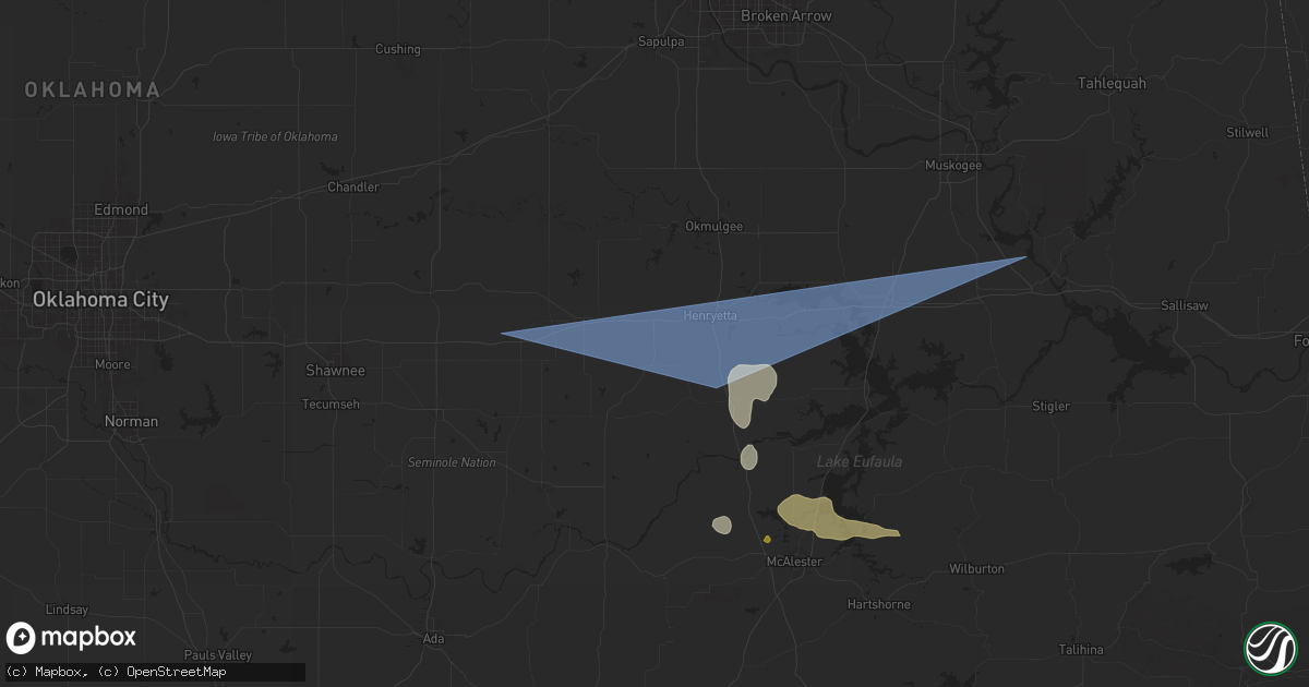 Hail map in Weleetka, OK on May 24, 2025
