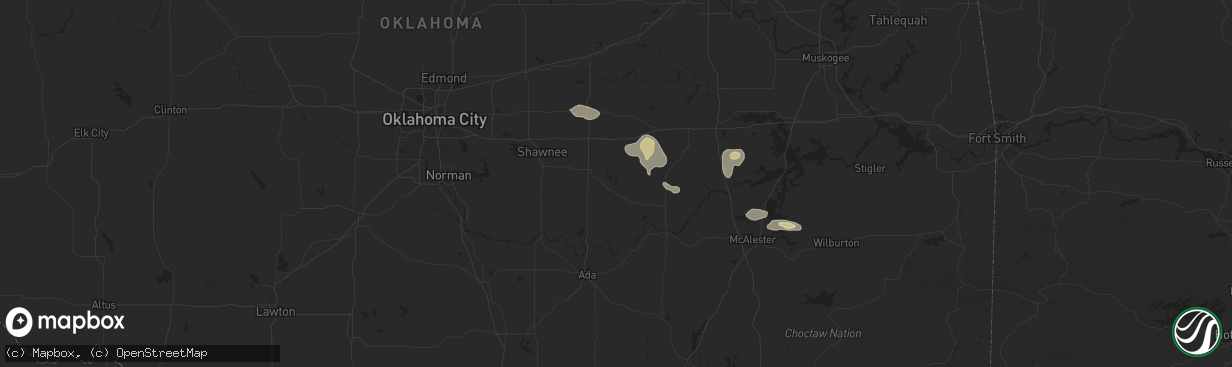 Hail map in Wewoka, OK on May 24, 2025