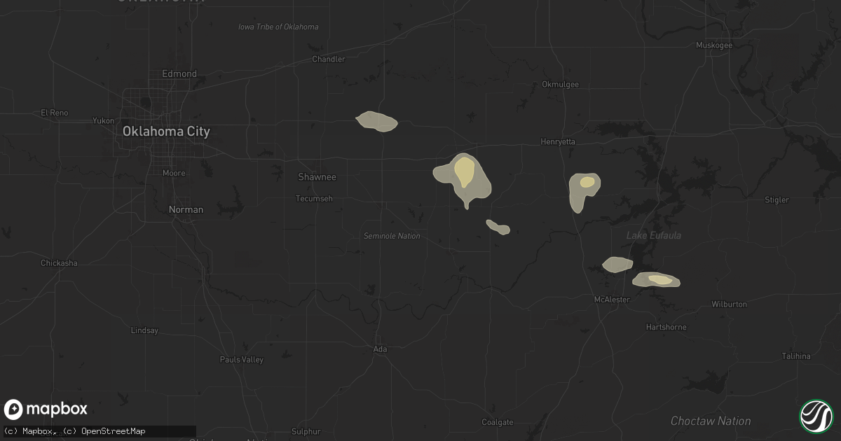 Hail map in Wewoka, OK on May 24, 2025