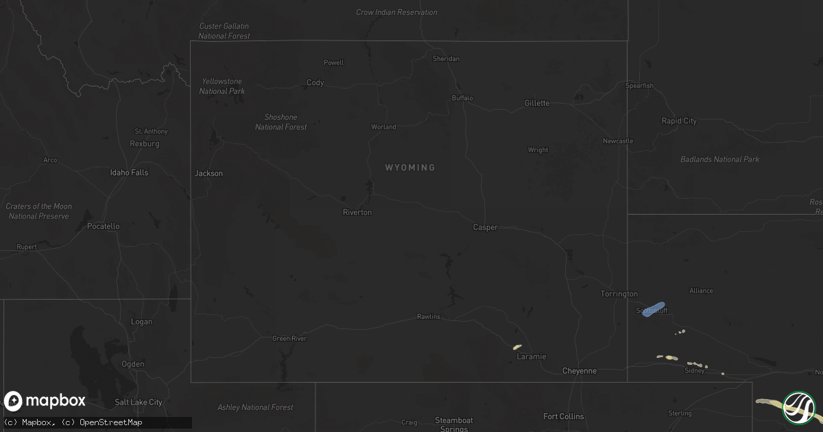 Hail map in Wyoming on May 24, 2025