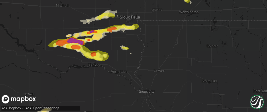 Hail map in Alcester, SD on May 24, 2026