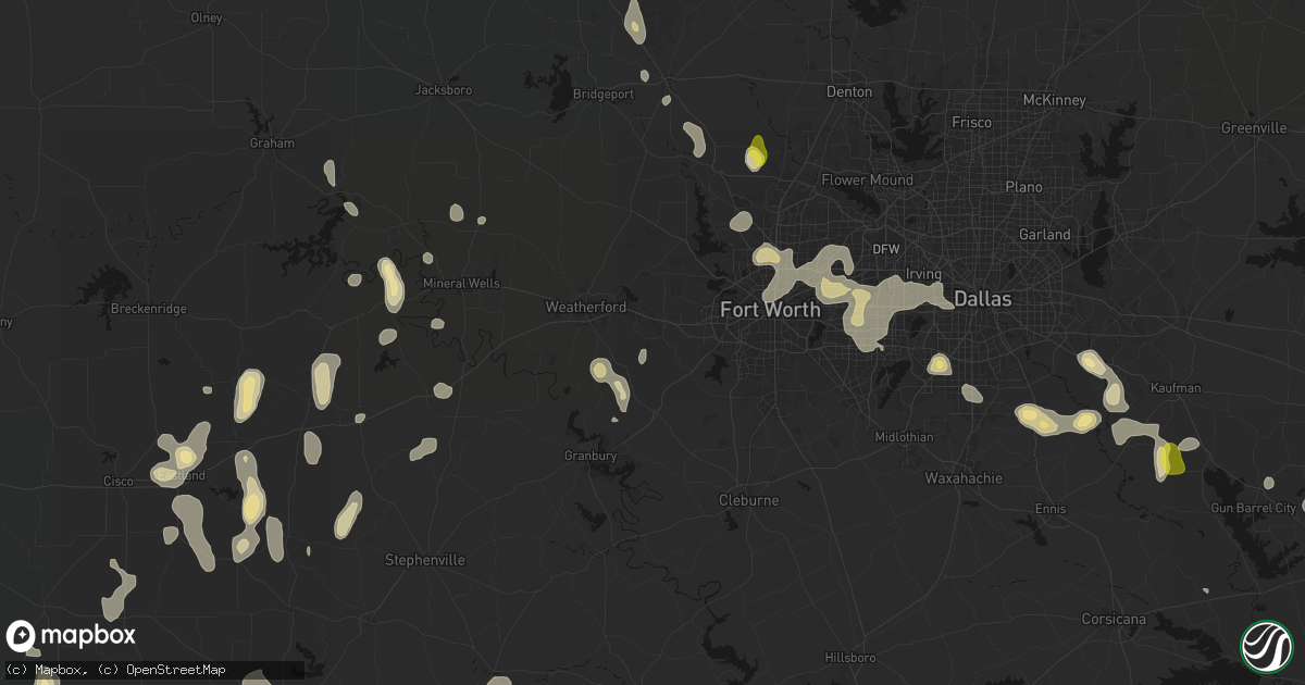 Hail map in Aledo, TX on May 24, 2026