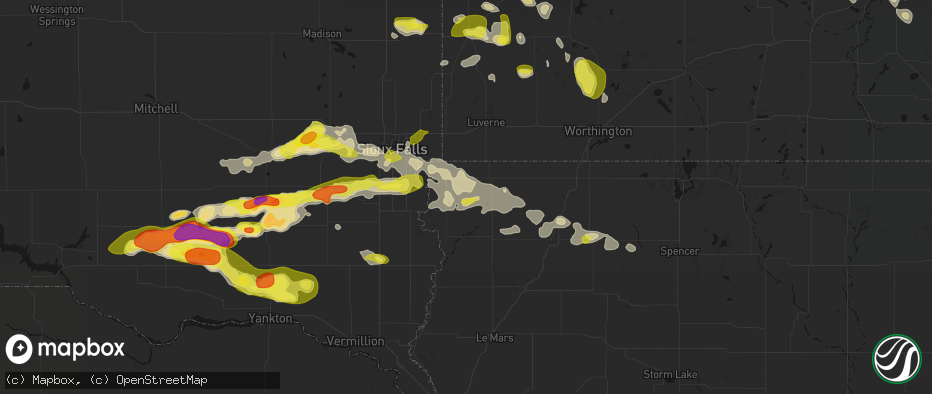 Hail map in Alvord, IA on May 24, 2026