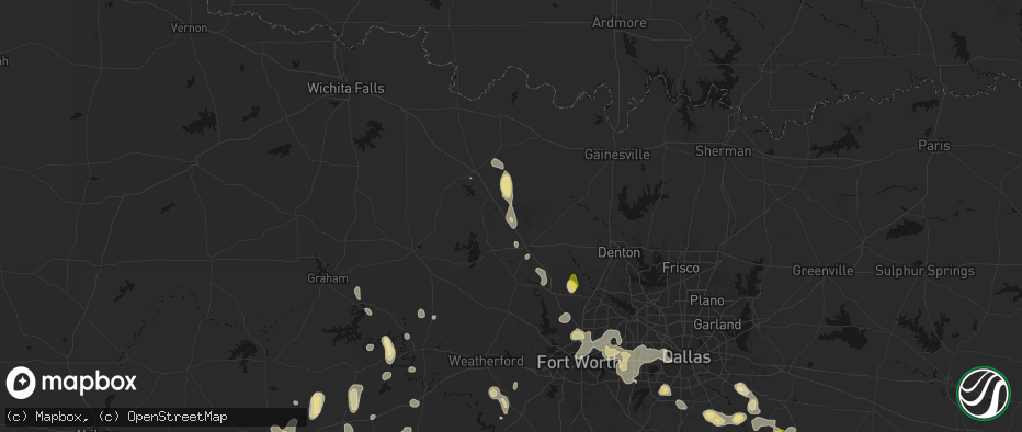 Hail map in Alvord, TX on May 24, 2026