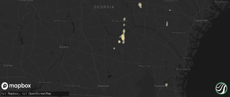 Hail map in Ambrose, GA on May 24, 2026