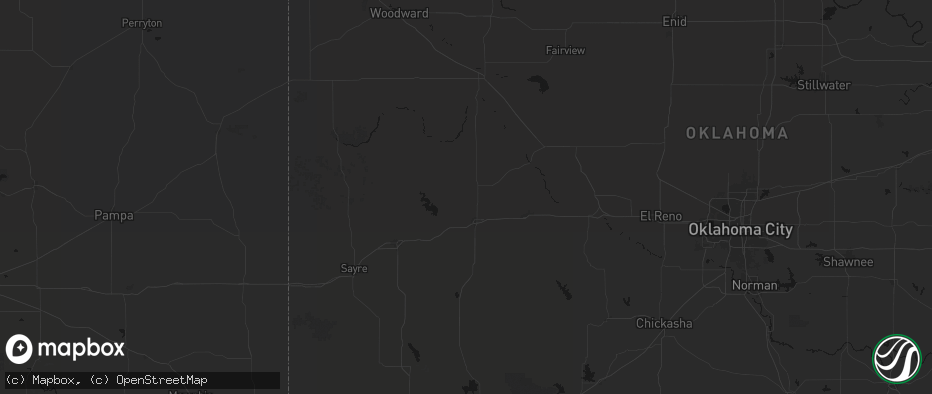 Hail map in Arapaho, OK on May 24, 2026