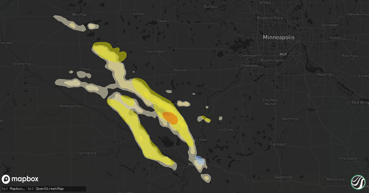 Hail map in Arlington, MN on May 24, 2026