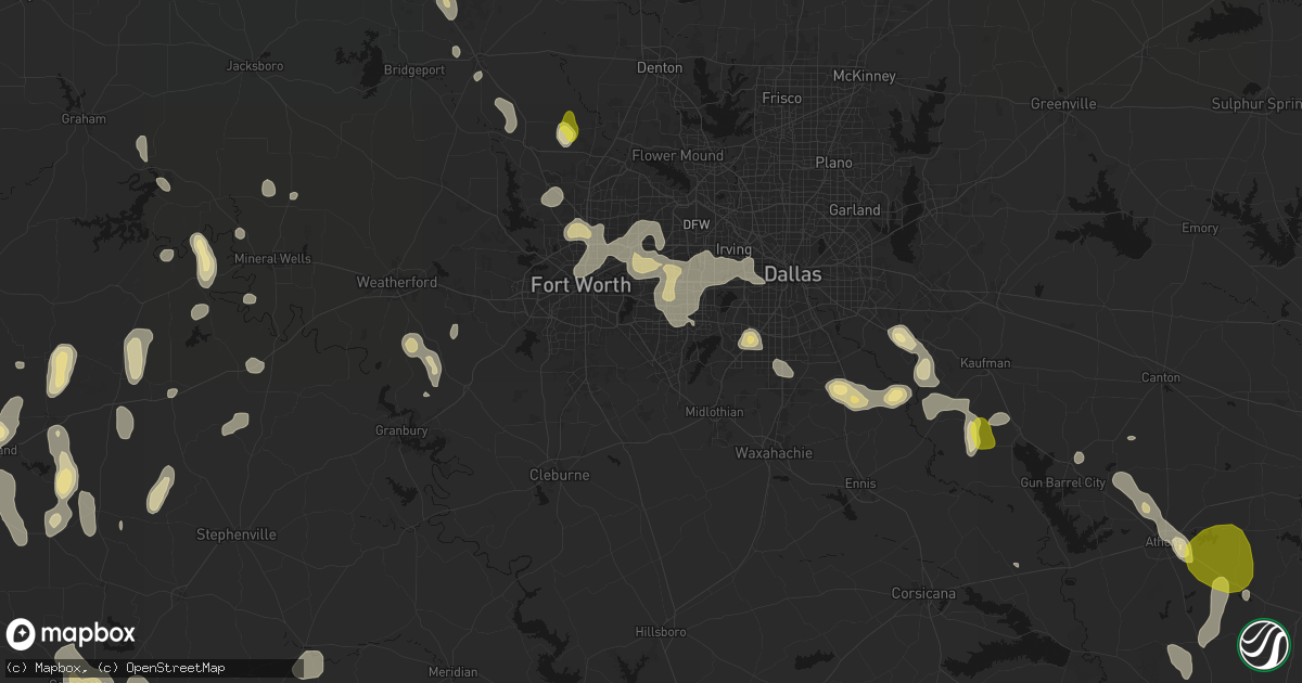 Hail map in Arlington, TX on May 24, 2026