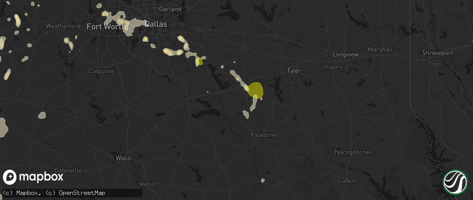 Hail map in Athens, TX on May 24, 2026