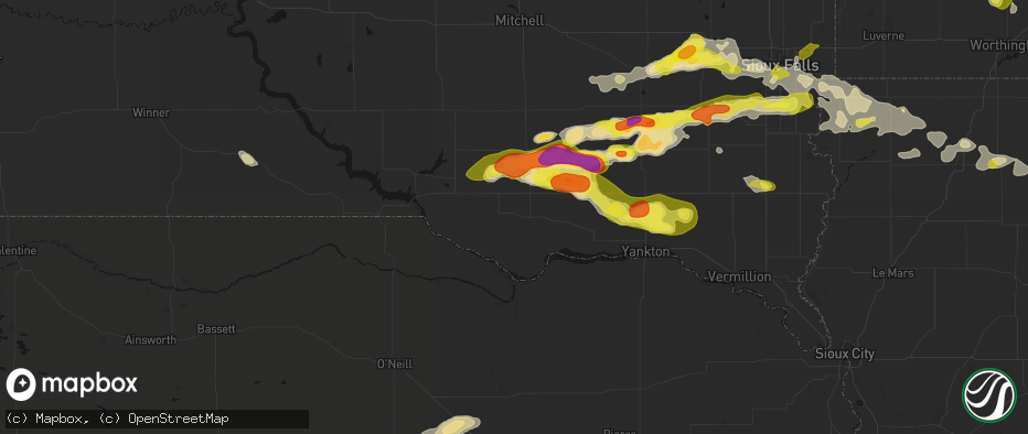 Hail map in Avon, SD on May 24, 2026
