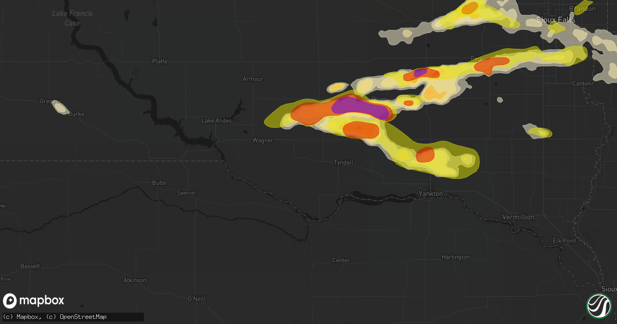 Hail map in Avon, SD on May 24, 2026