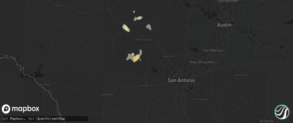 Hail map in Bandera, TX on May 24, 2026