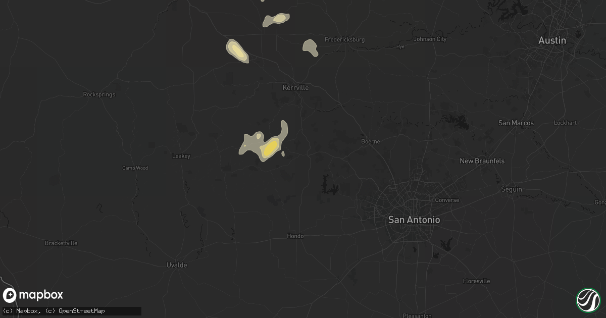 Hail map in Bandera, TX on May 24, 2026